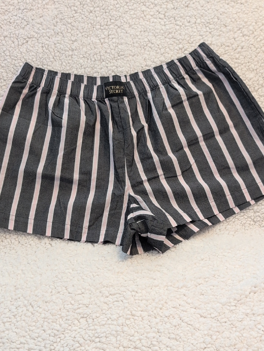 Victoria's Secret Black and Light Pink Striped Lounge Shorts